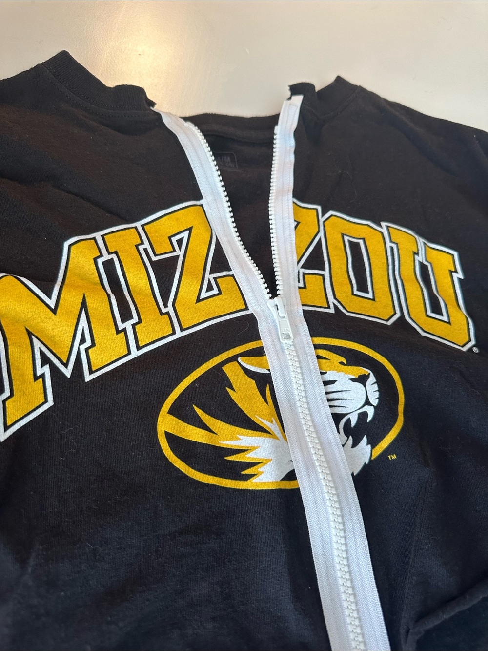MIZZOU Black & Gold Zip-Up T-Shirt